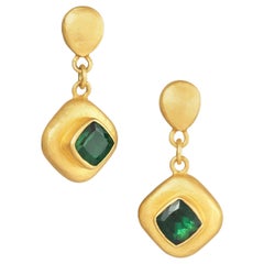Lika Behar Yellow Gold and Green Tourmaline Earrings