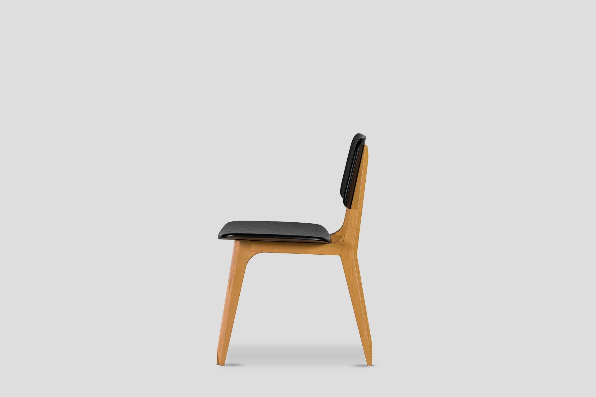 Lika Stuhl Massivholz Oak Korpus, Massivholz Schwarz Rücken im Zustand „Neu“ im Angebot in Okmeydanı, TR