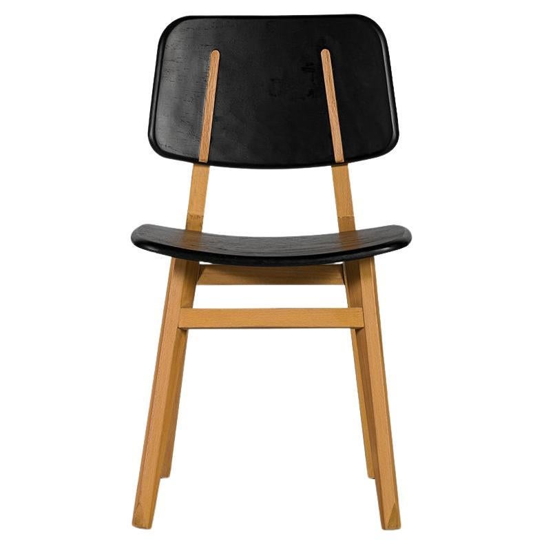 Chaise Lika Corps en bois massif Oak Oak, dossier en bois massif Black