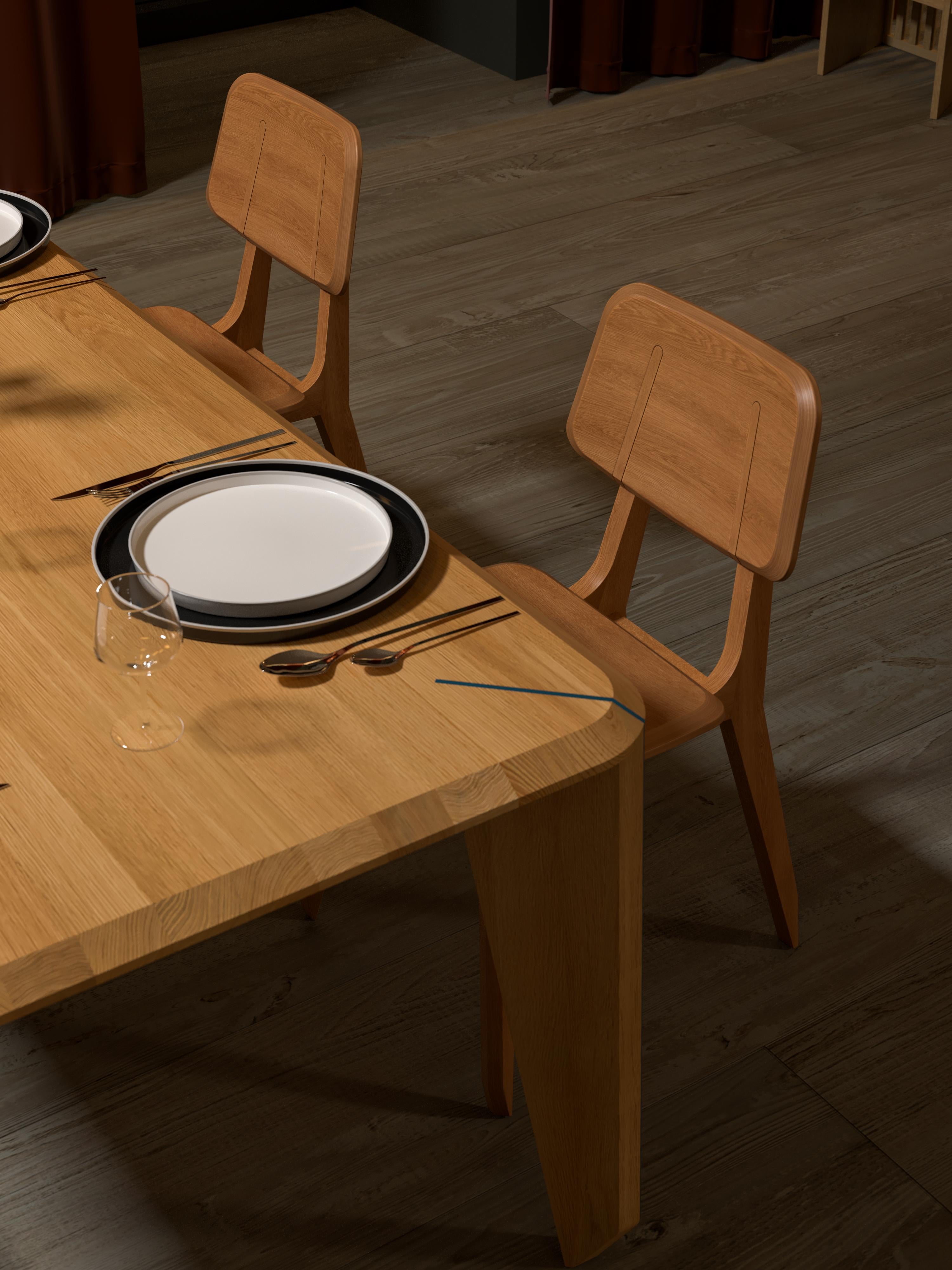 Lika Stuhl Massivholz Eiche Korpus, Massivholz Eiche Rücken, Massivholz Eiche Sitz im Angebot 1