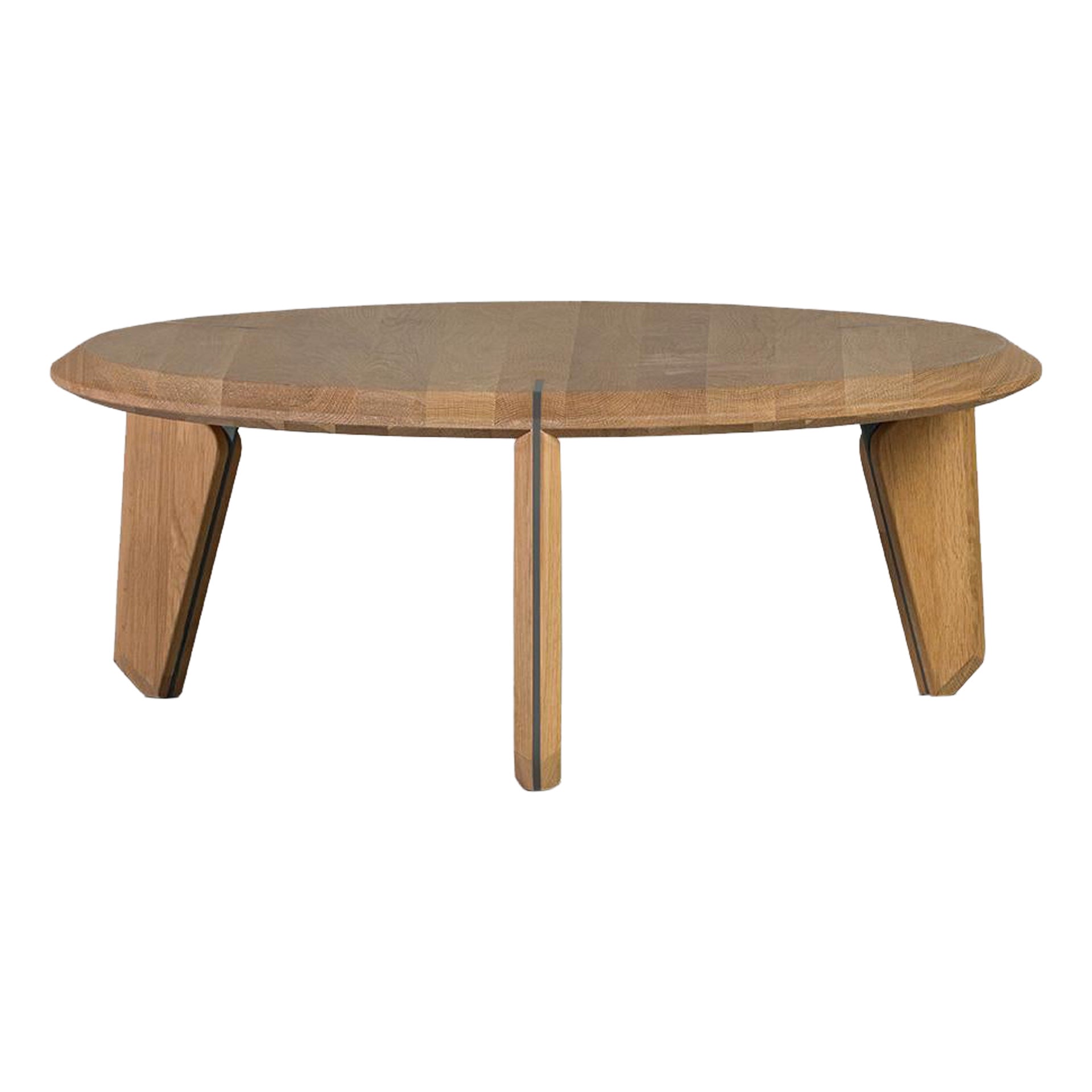 Lika Solid Wood Oak Color Metal Detailed Rectangular Coffee Table