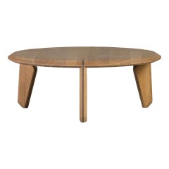 Lika Solid Wood Oak Color Metal Detailed Rectangular Coffee Table