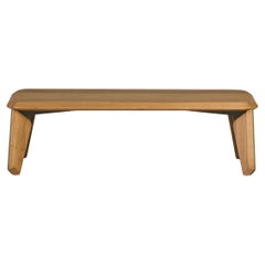 Lika Solid Wood Oak Color Metal Detailed Rectangular Coffee Table