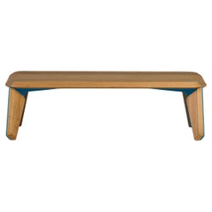 Lika Solid Wood Oak Color Metal Detailed Rectangular Coffee Table