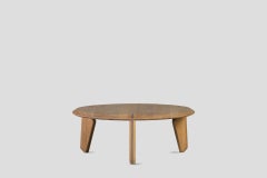 Lika Solid Wood Oak Color Metal Detailed Rectangular Coffee Table