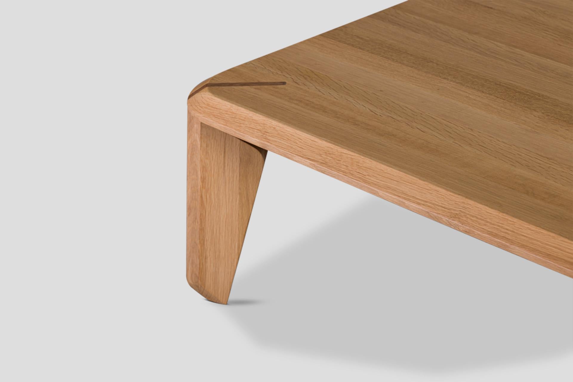 Lika Solid Wood Oak, Walnut Solid Wood Detailed Rectangular Coffee Table For Sale 1
