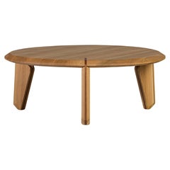 Lika Solid Wood Oak, Walnut Solid Wood Detailed Round Coffee Table