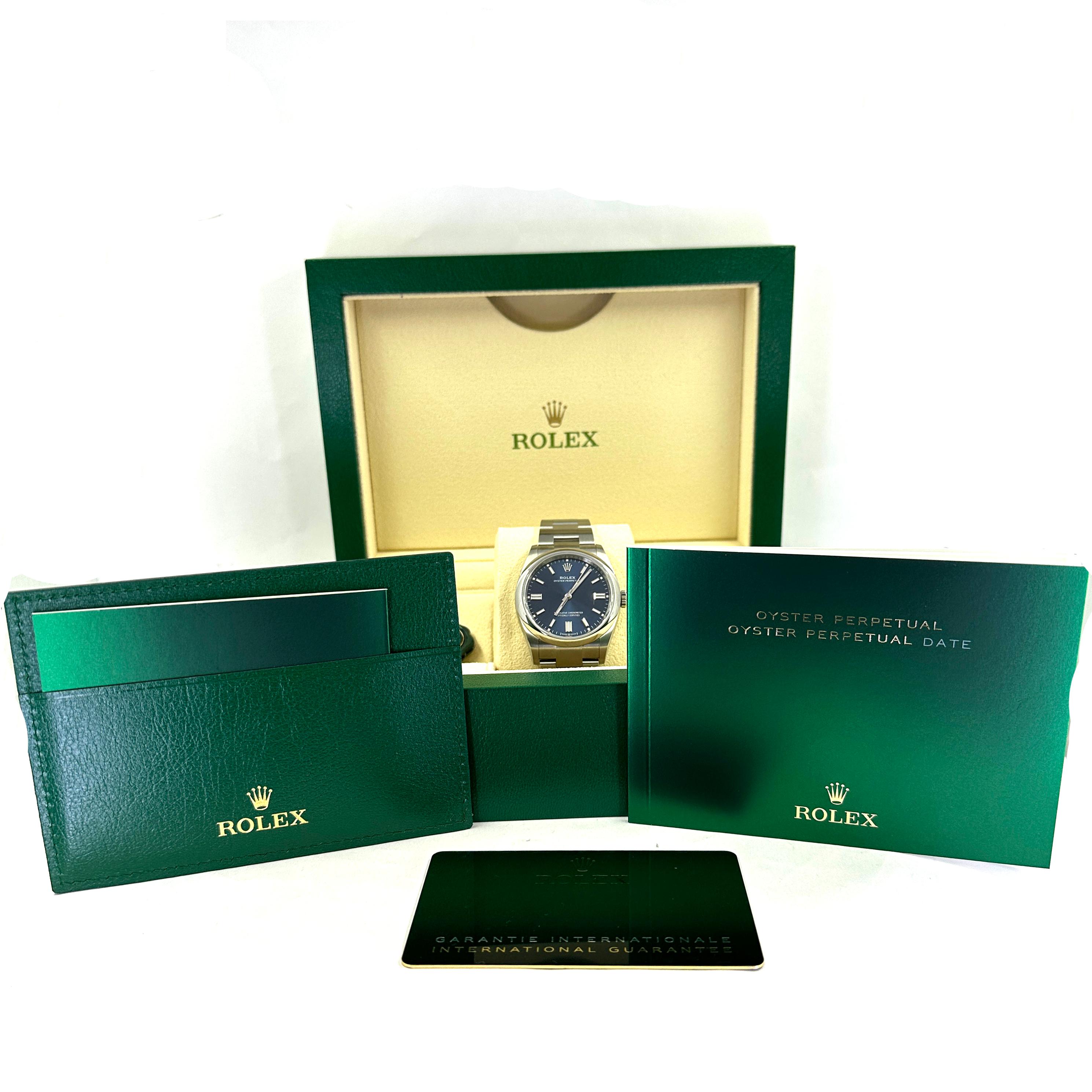 Rolex Oyster Perpetual Blue Dial 36mm comme neuf en vente 6