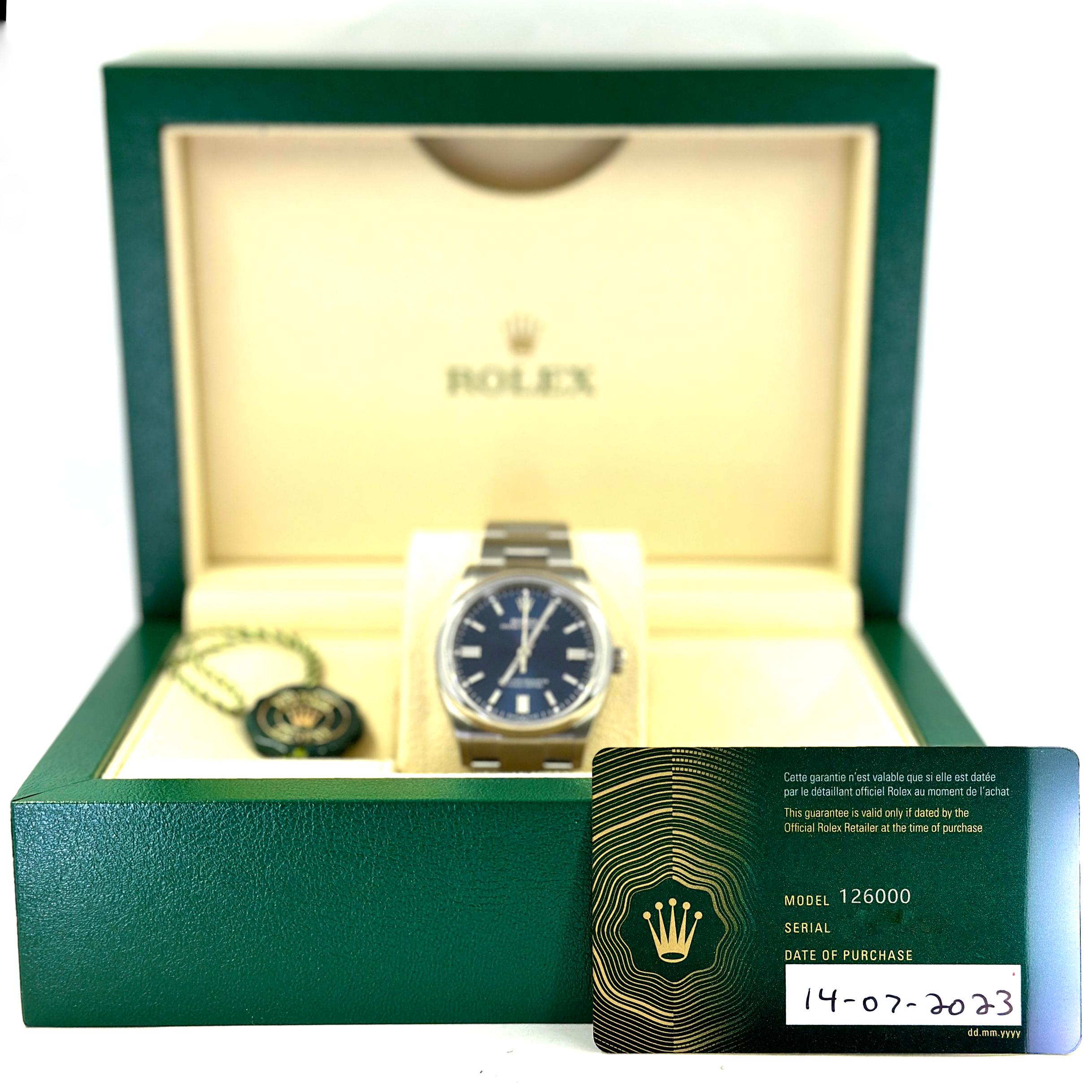 Rolex Oyster Perpetual Blue Dial 36mm comme neuf en vente 7