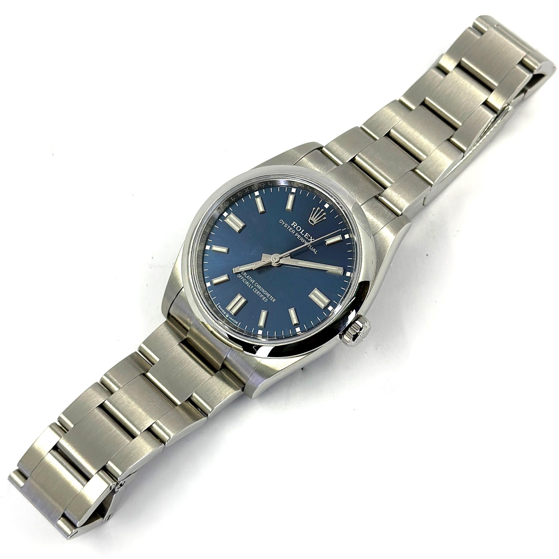 Rolex Oyster Perpetual Blue Dial 36mm comme neuf en vente 3