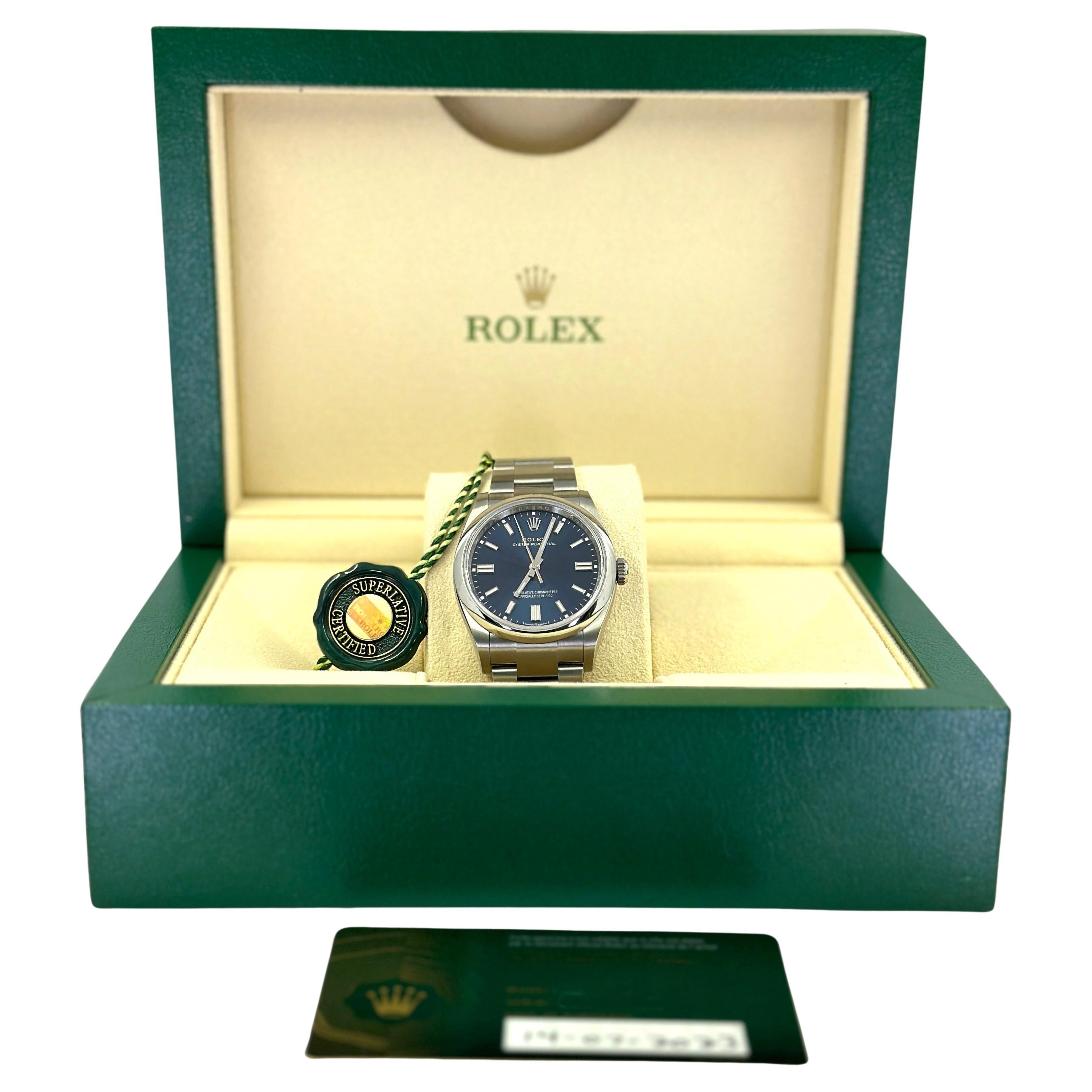 Rolex Oyster Perpetual Blue Dial 36mm comme neuf en vente