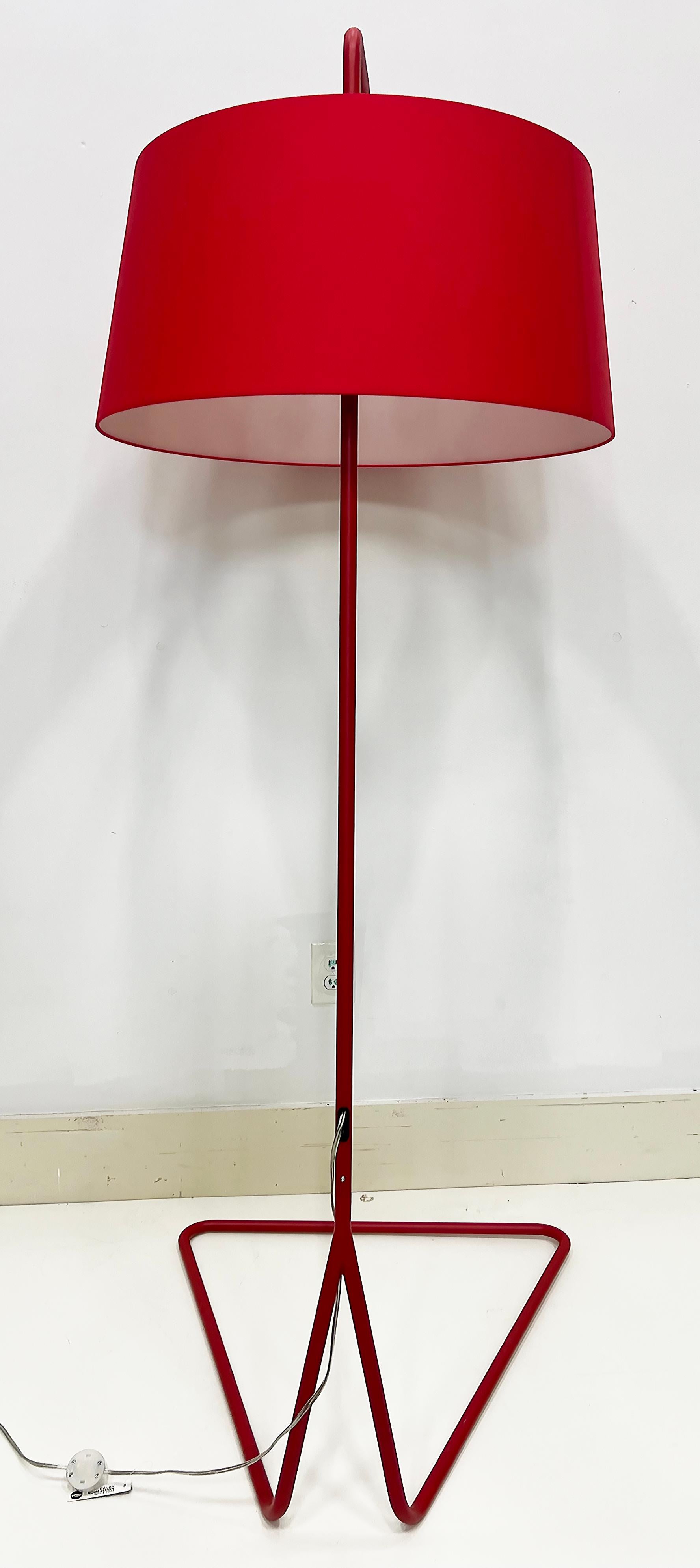 Italian Like New Calligaris Sextans Floor Lamp in Red from Italy For Sale
