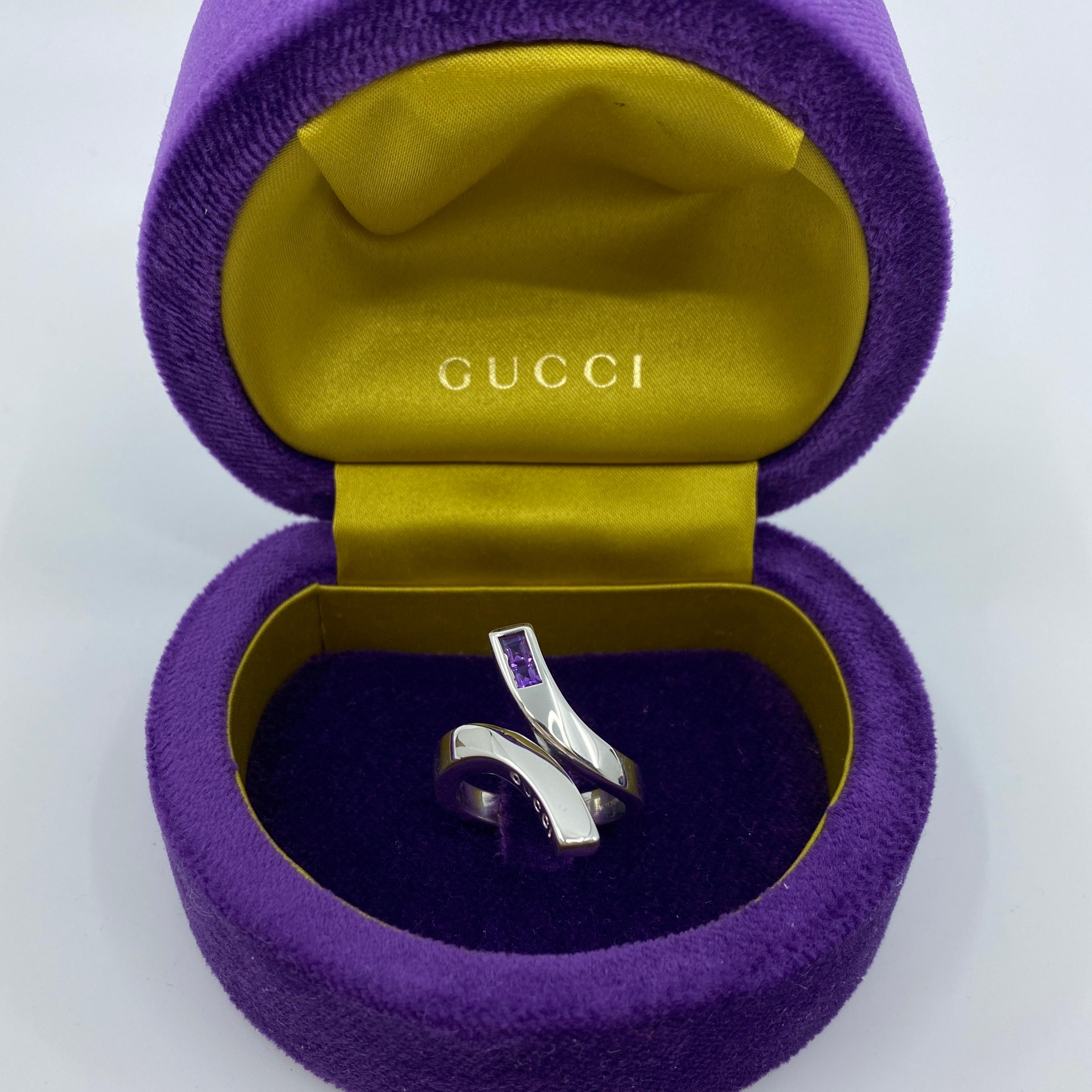 Like New Gucci Designer Amethyst Sterling Silver Twirl Ring with Box 2
