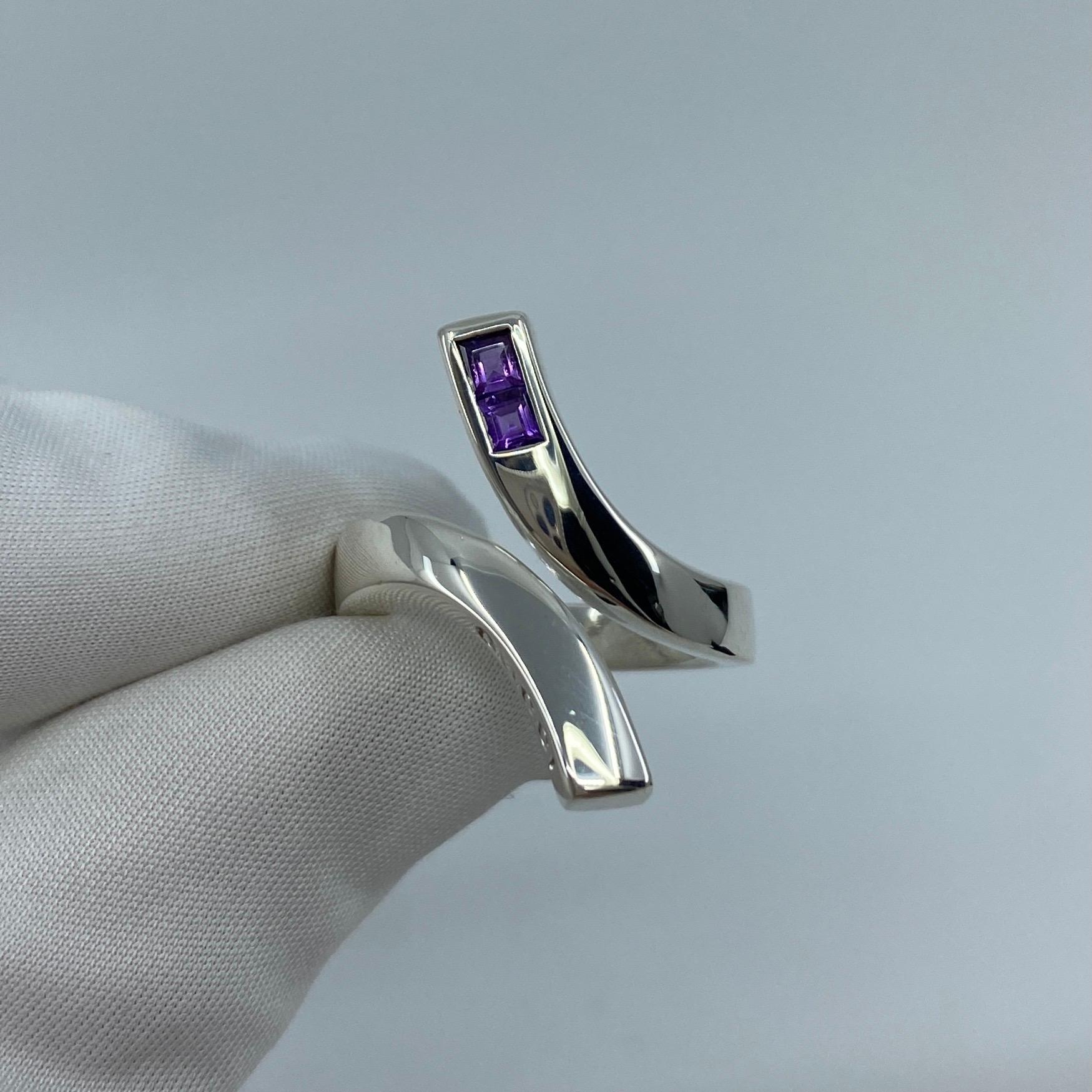 Like New Gucci Designer Amethyst Sterling Silver Twirl Ring with Box 5