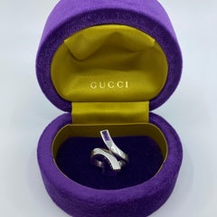 Like New Gucci Designer Amethyst Sterling Silver Twirl Ring with Box