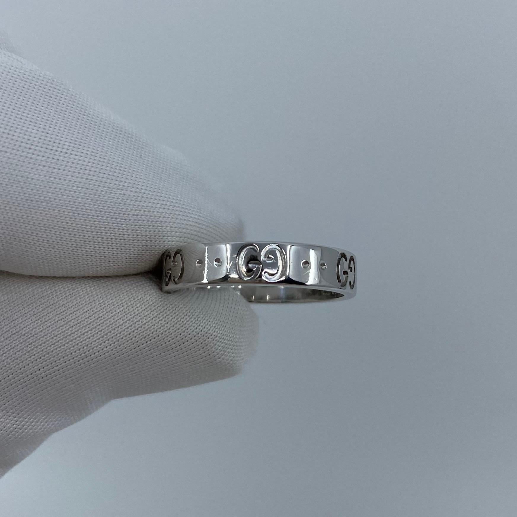 Women's or Men's 'Like New' Gucci Icon 18k White Gold Band Ring Made In Italy With Box Size 12