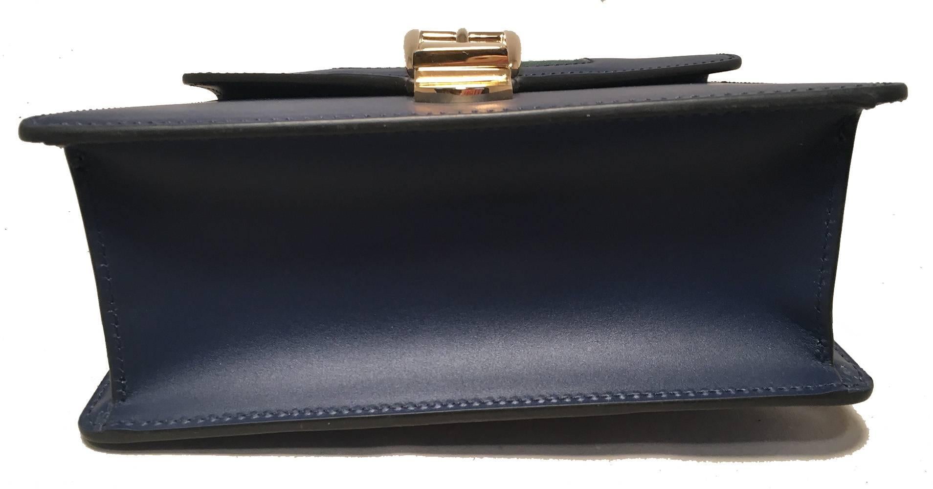 Gucci Navy Blue Leather Sylvie Mini Handbag   In Excellent Condition In Philadelphia, PA