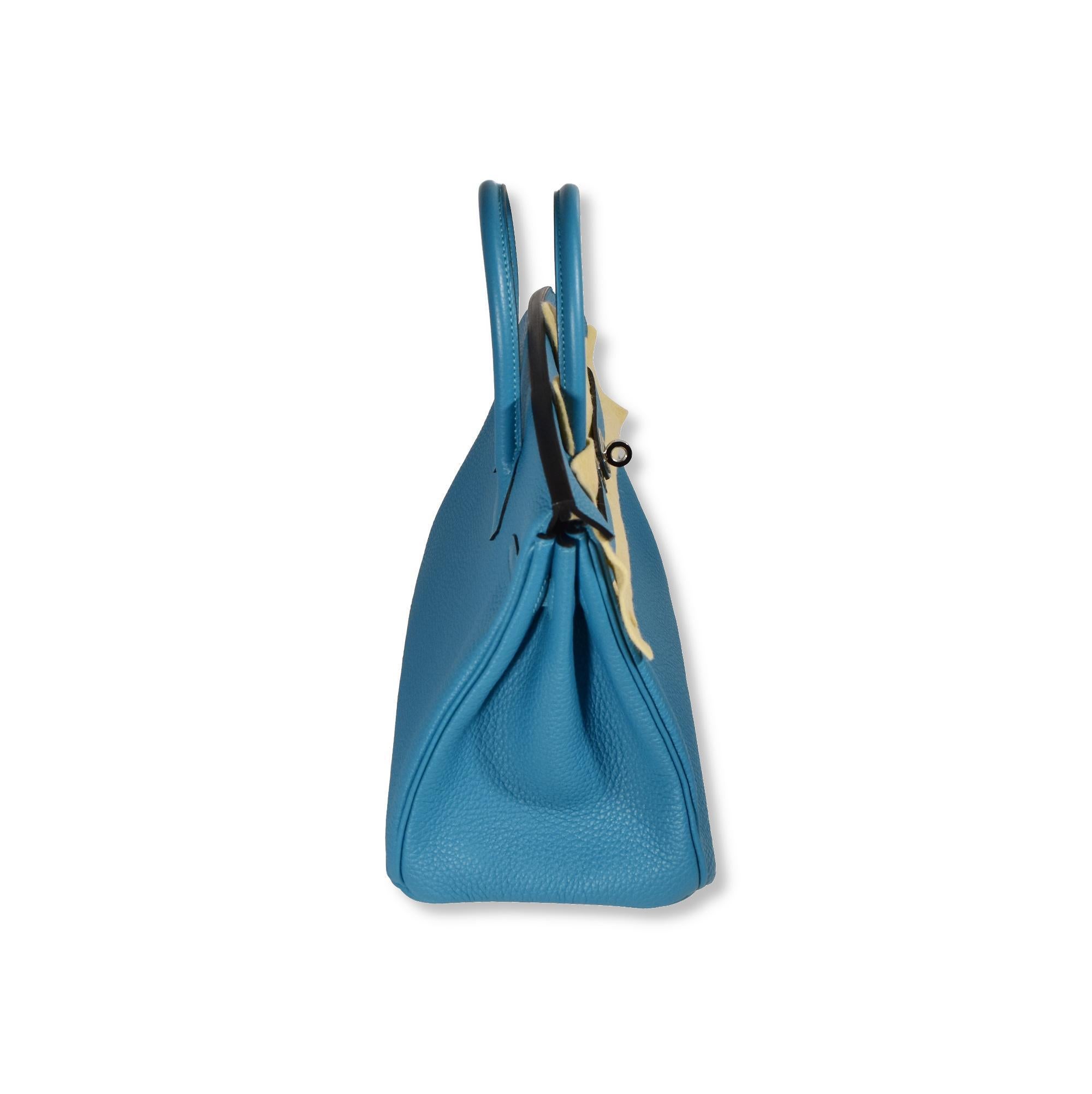 LIKE NEW Hermes Birkin Turquoise 25 cm Palladium Hardware Sac à main Pour femmes en vente