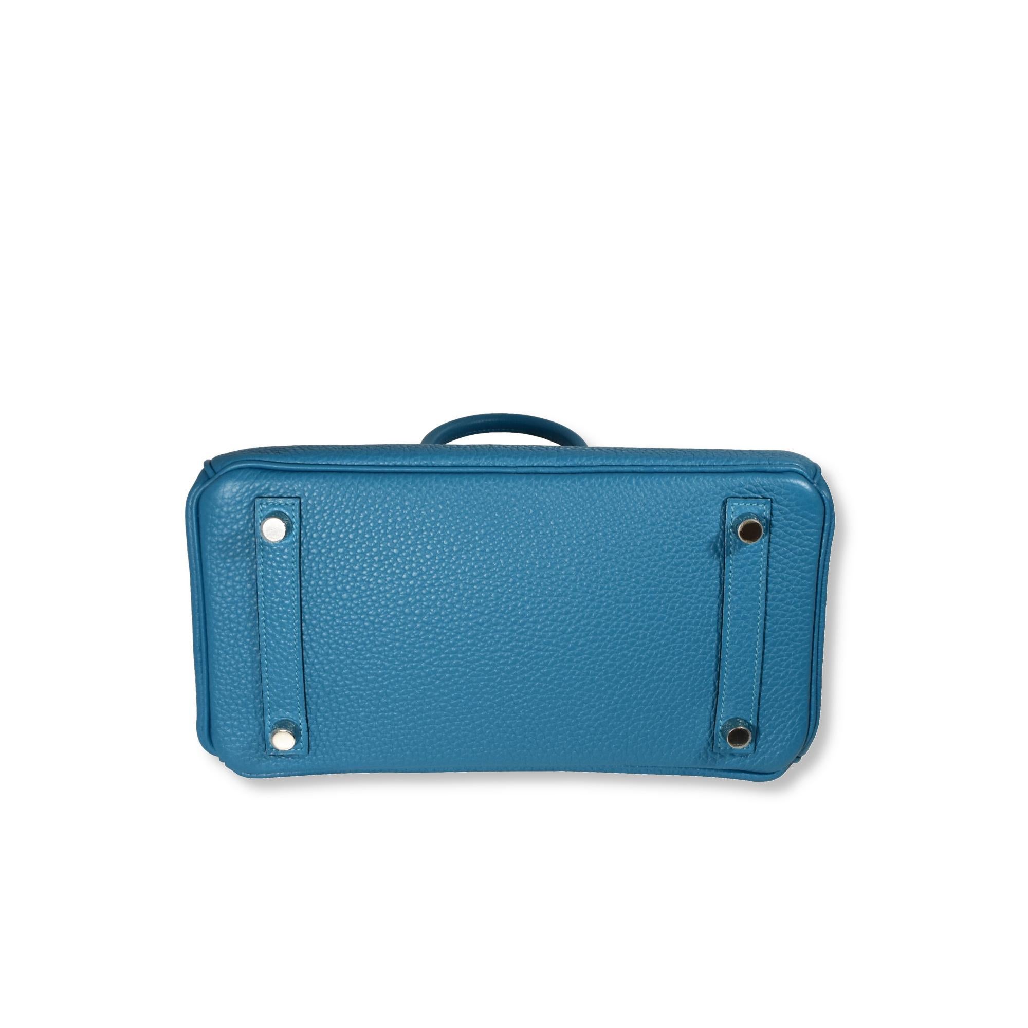 LIKE NEW Hermes Birkin Turquoise 25 cm Palladium Hardware Sac à main en vente 1