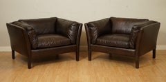 Like New Mint Condition Pair of Halo Groucho Leather Armchairs