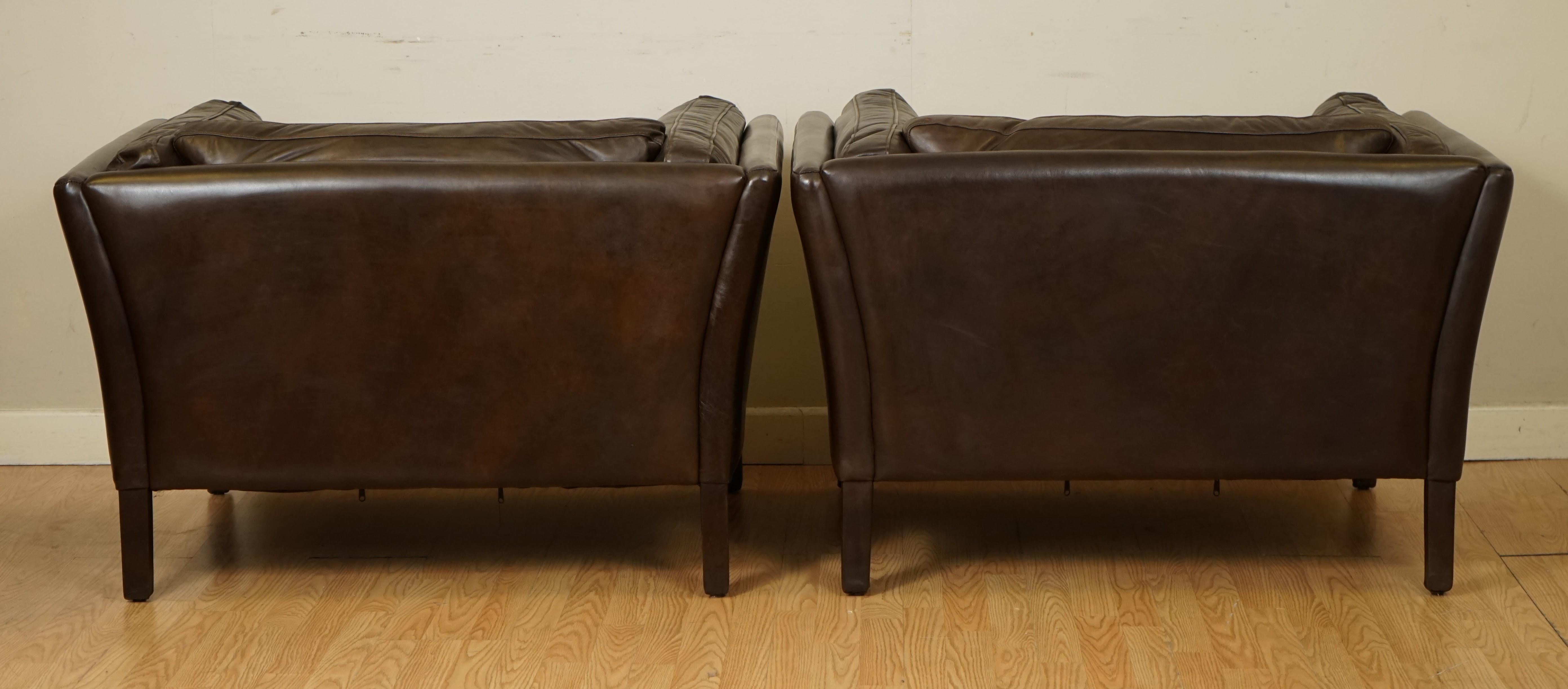 Like New Mint Condition Pair of Halo Groucho Leather Armchairs 1