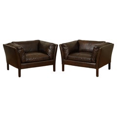 Like New Mint Condition Pair of Halo Groucho Leather Armchairs