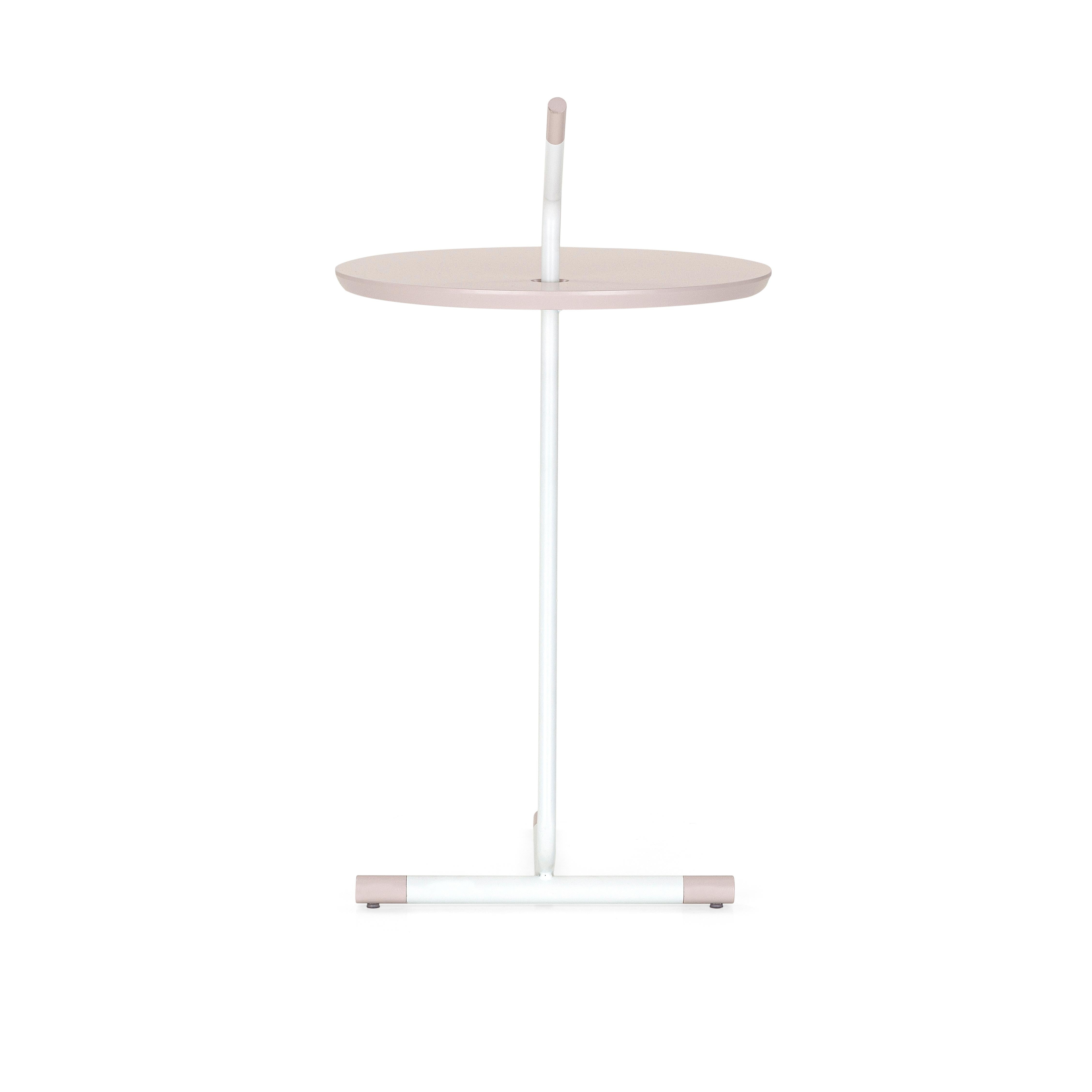 Contemporary Like Side Table in Quartz Finish & Metal Base For Sale