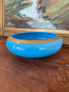 Likely Antique 19th Century French Blue Opaline Glass Bowl.