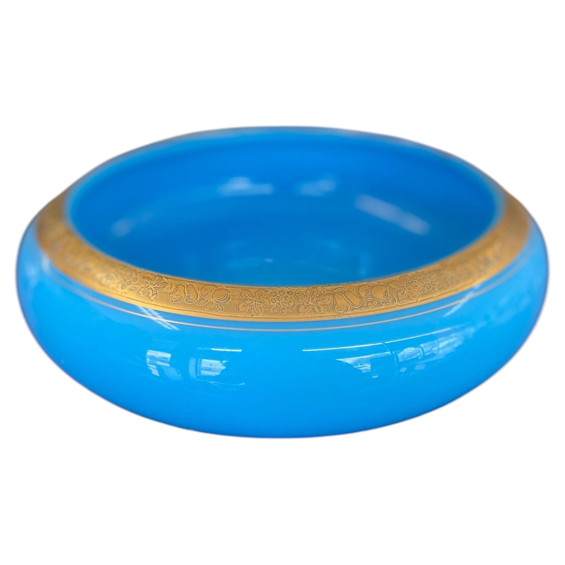 Likely Antique 19th Century French Blue Opaline Glass Bowl.
