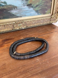Likely Antique African Black Vinyl Heishi Disc Trade Beads Necklace