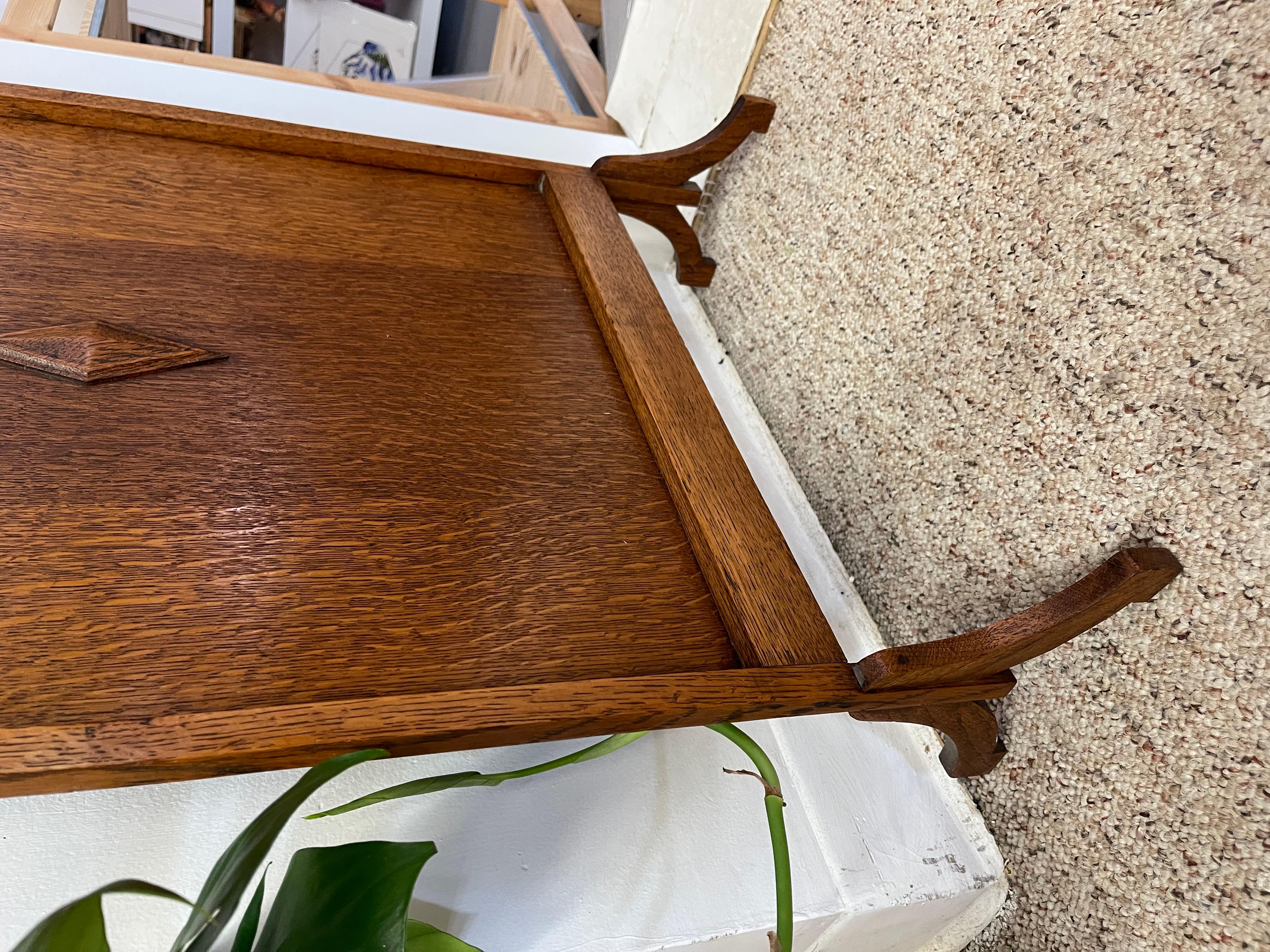 Wood Likely Antique Arts and Crafts Quarter-Sawn Fire Screen with Diamond Inlay For Sale