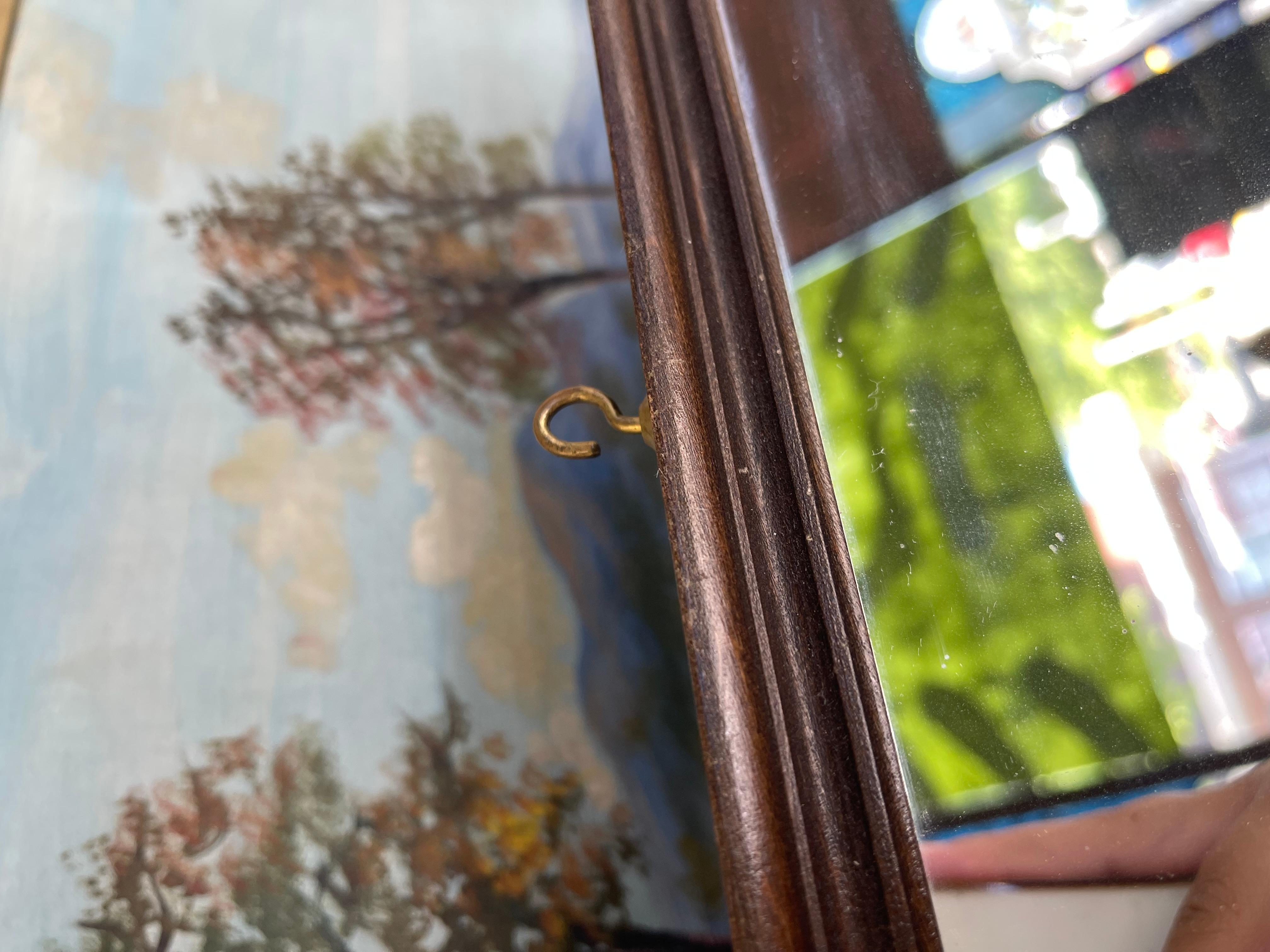 Espejo de Pared Antiguo de Artes y Oficios con Marco de Madera Tallada Vidrio artístico en venta