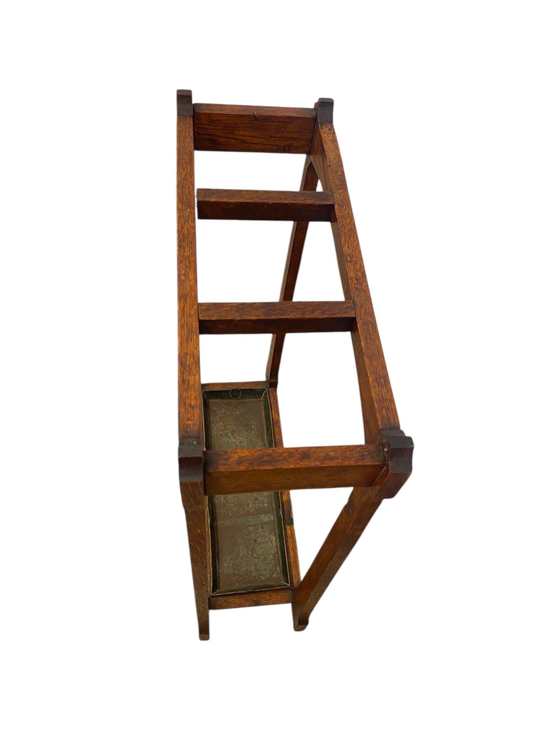 Likely Antique Mission Oak Umbrella Stand with Original Metal Drip Tray. For Sale 1