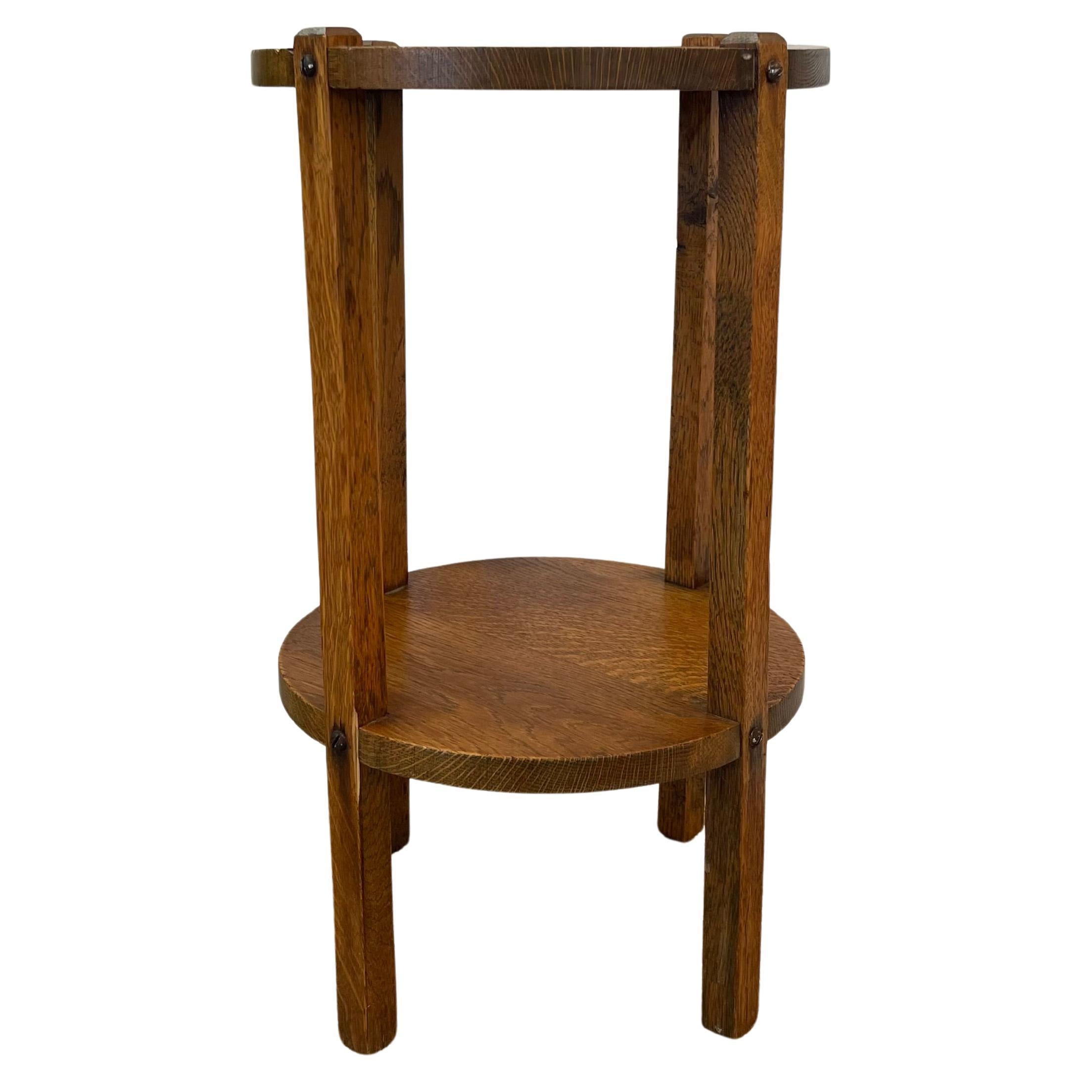 Likely Antique Mission Style Quarter Sawn Wooden Two-Tier Plant Stand For Sale