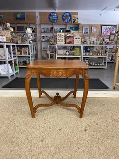 Likely Antique Quarter-sawn Possibly Oak Side Table with Serpentine Top.
