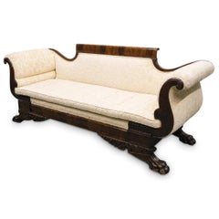 Likely Circa 1825–40 Antique American Classical, Empire Style, White Sofa!