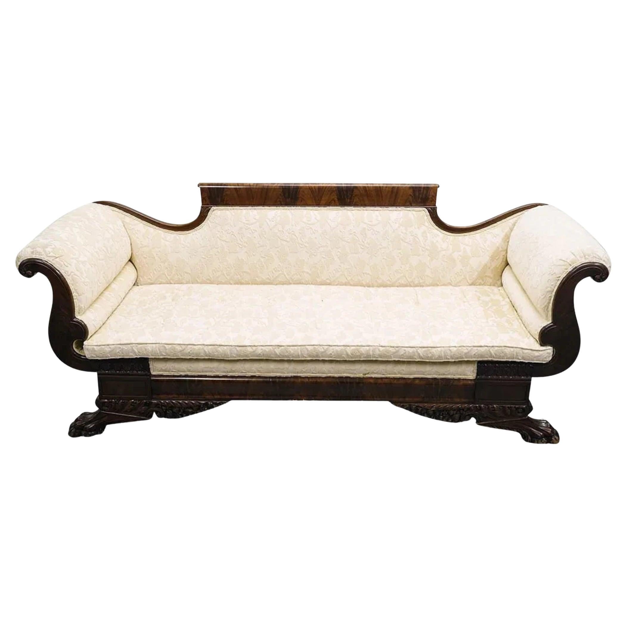 Likely Circa 1825–40 Antique American Classical, Empire Style, White Sofa!