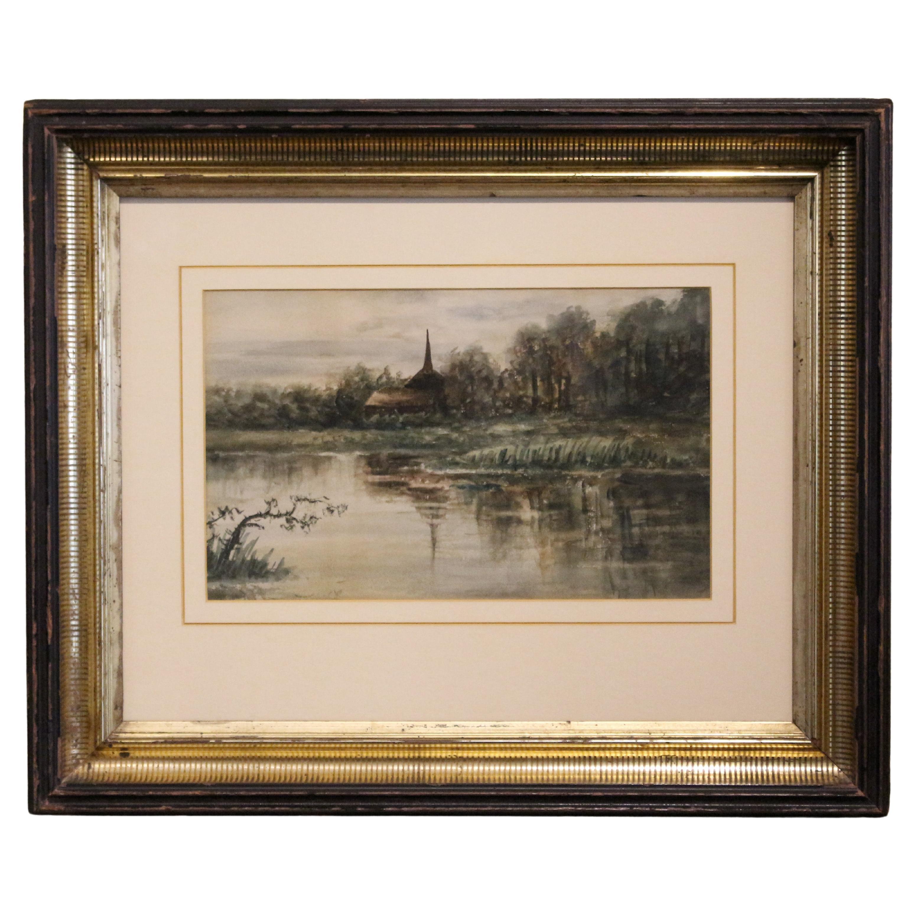 Likely Late 19th Century European Water Scene Watercolor For Sale