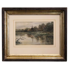 Antique Likely Late 19th Century European Water Scene Watercolor