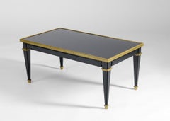 Likely Maison Jansen, Black Lacquered Coffee Table with Gilt Sabots, 1940s