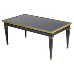 Likely Maison Jansen, Black Lacquered Coffee Table with Gilt Sabots, 1940s