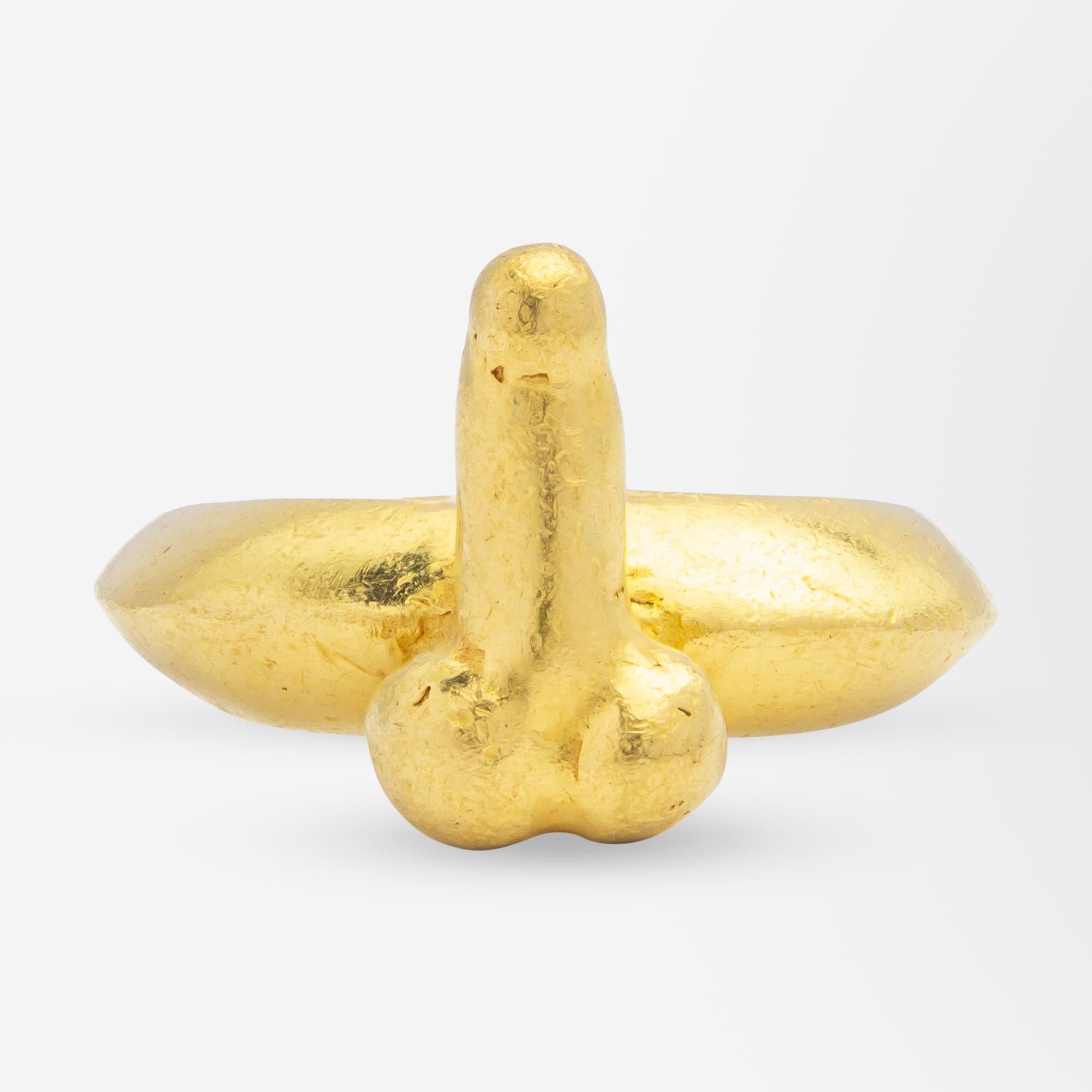 Likely Roman, 22 Karat Yellow Gold Phallus Ring of Antiquity In Good Condition In Brisbane, QLD