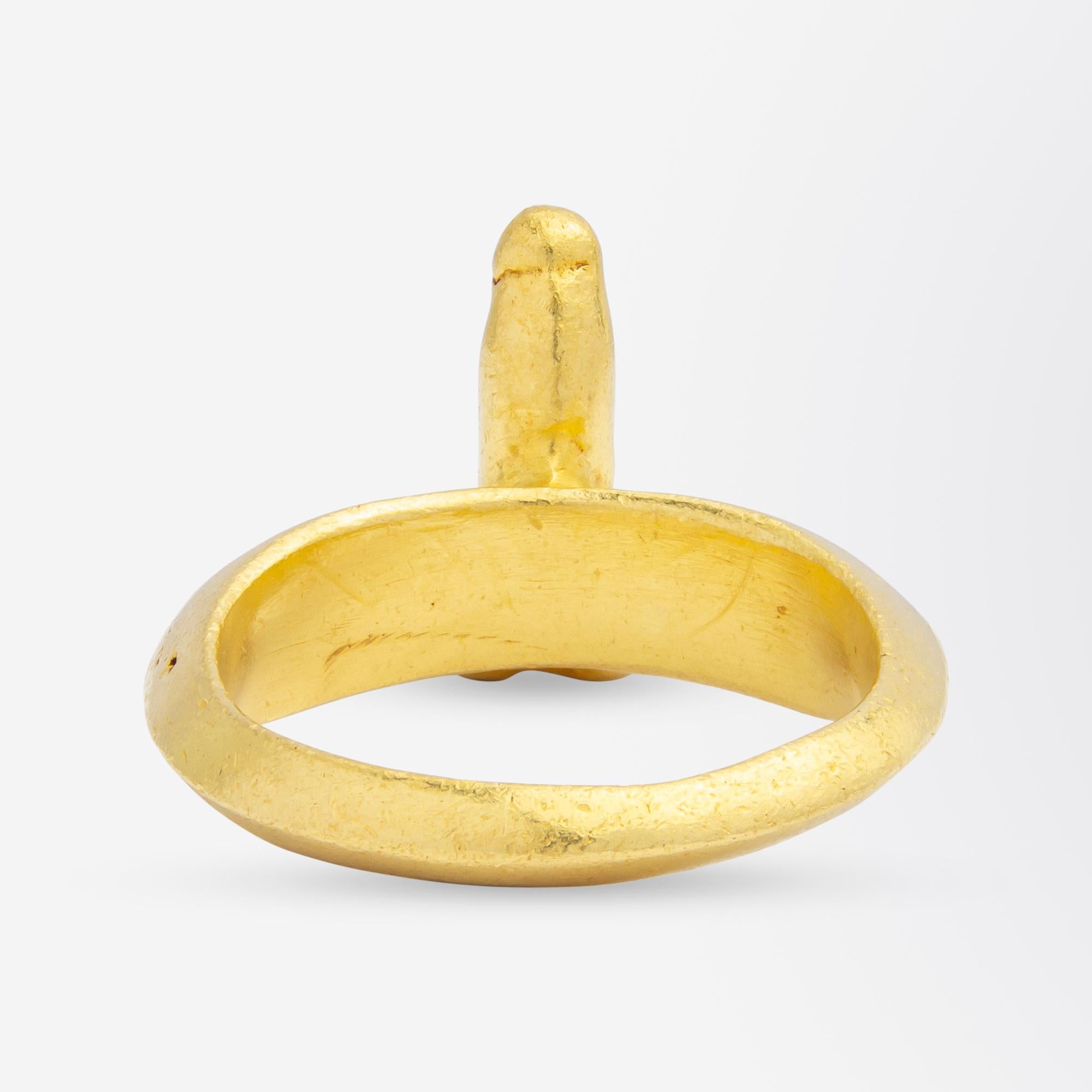 Likely Roman, 22 Karat Yellow Gold Phallus Ring of Antiquity 1