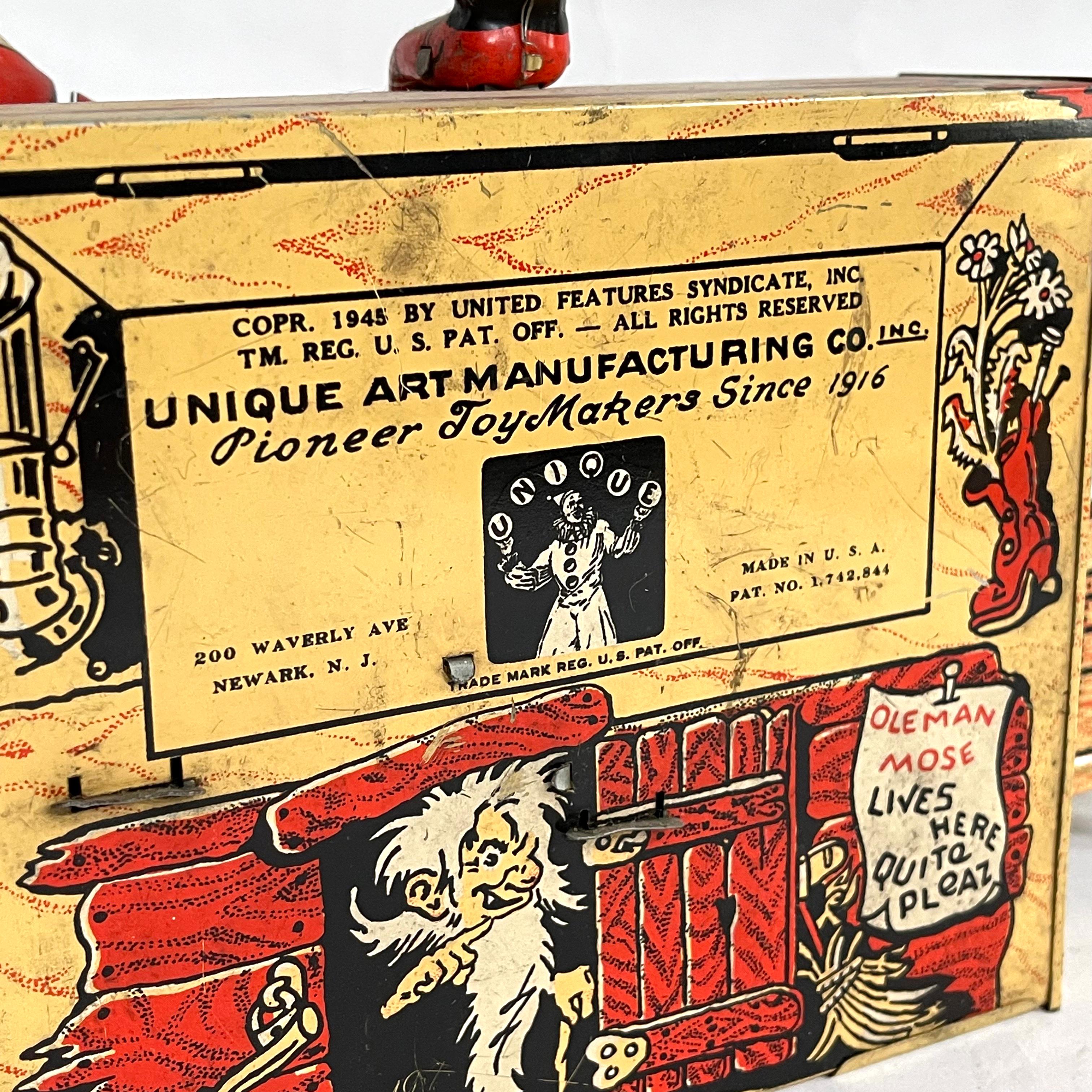 Milieu du XXe siècle Lil Abner Dogpatch Band Tin Litho Windup Unique Art Co. en vente