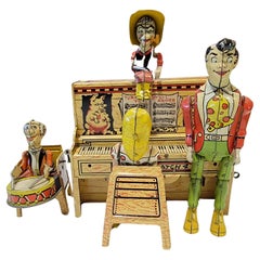 Vintage Li'l Abner Tin Lithograph Mechanical Wind-Up Piano Band Toy