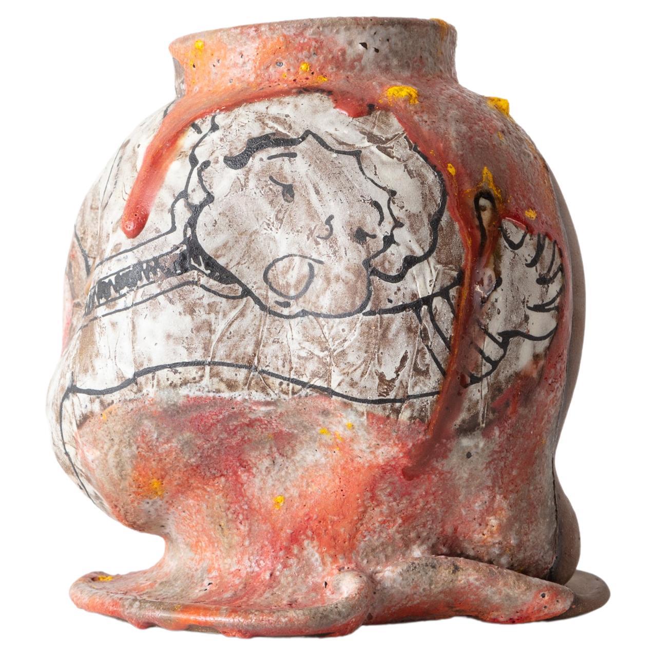 Li'l Tuffy Adrift in a Sea of Peril in Stoneware by Malcolm Mobutu Smith For Sale