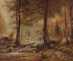 Lila – Ölgemälde, Herbstwald, 20. Jahrhundert, Öl