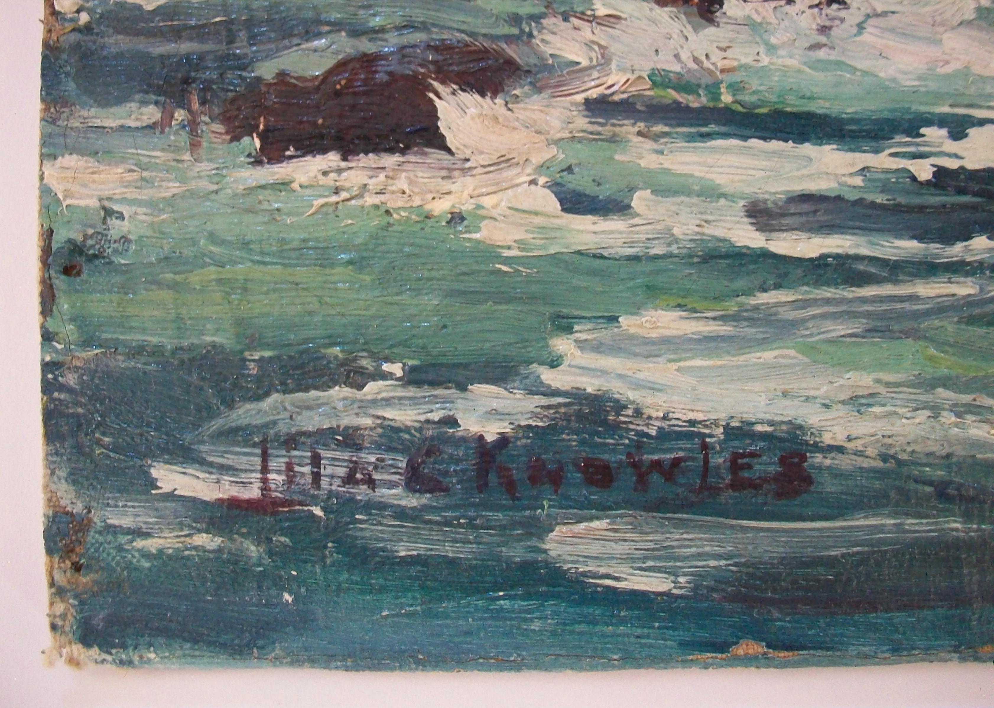 Lila C. Knowles - « La mer » - Peinture à l'huile encadrée - Canada - vers 1943 en vente 2