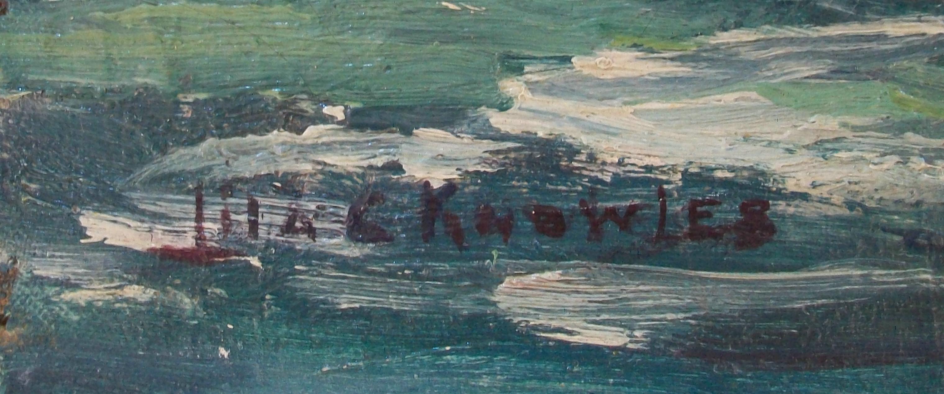 Lila C. Knowles - « La mer » - Peinture à l'huile encadrée - Canada - vers 1943 en vente 3