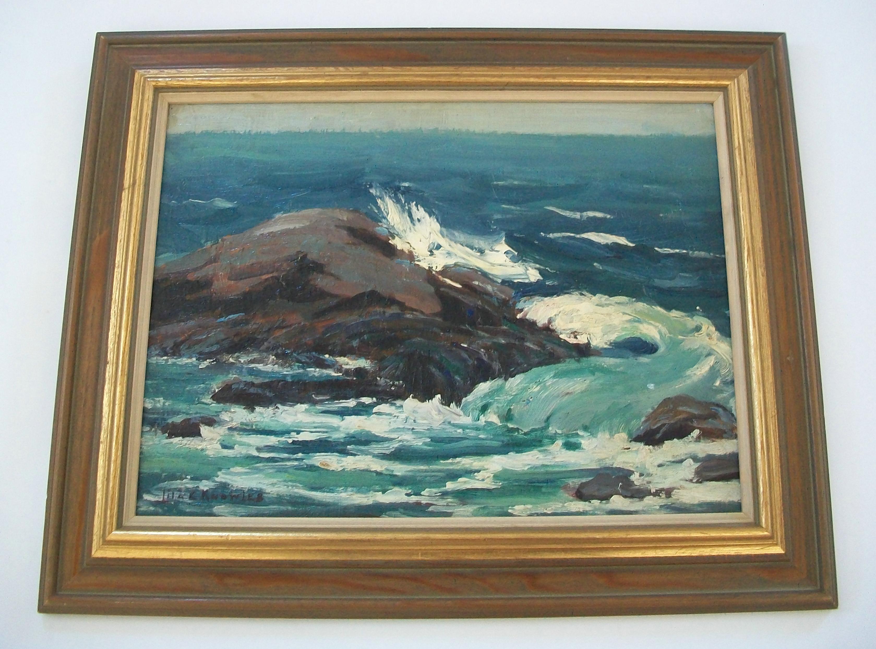 Canadian Lila C. Knowles - 'the Sea' - Framed Oil Painting - Canada - circa 1943 For Sale